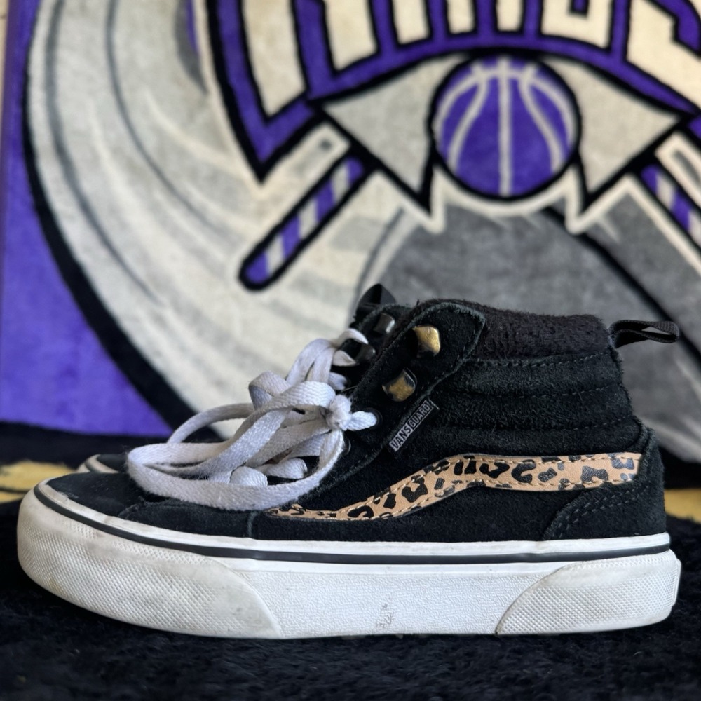 Size 1Y - Vans Missy Leopard Youth Kid Shoe Skate Casual Gum Sole Gym